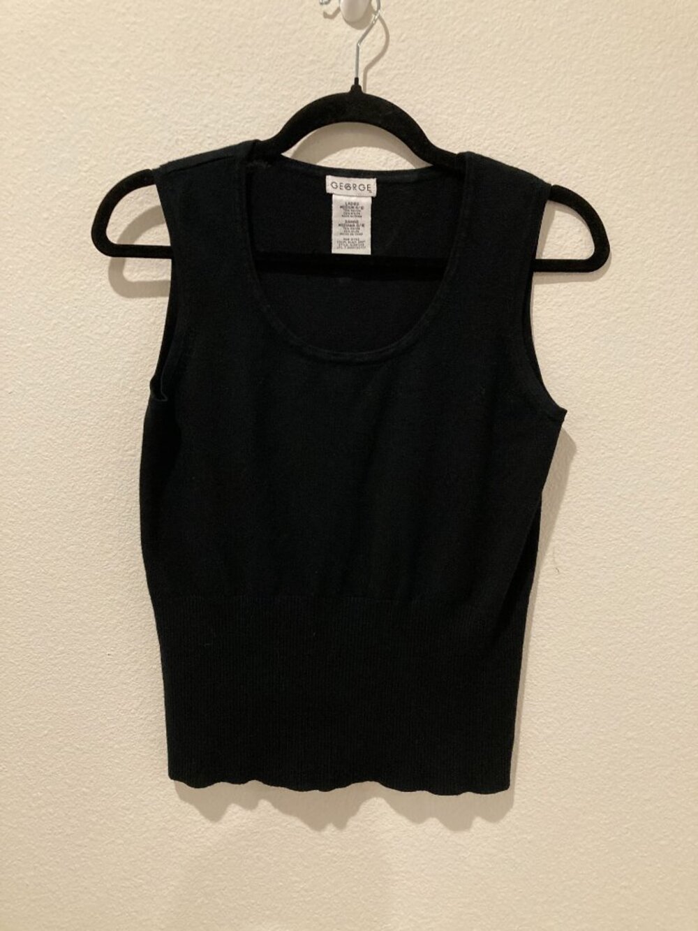 George Black Scoop Neck Knit Sweater Vest Tank Top M